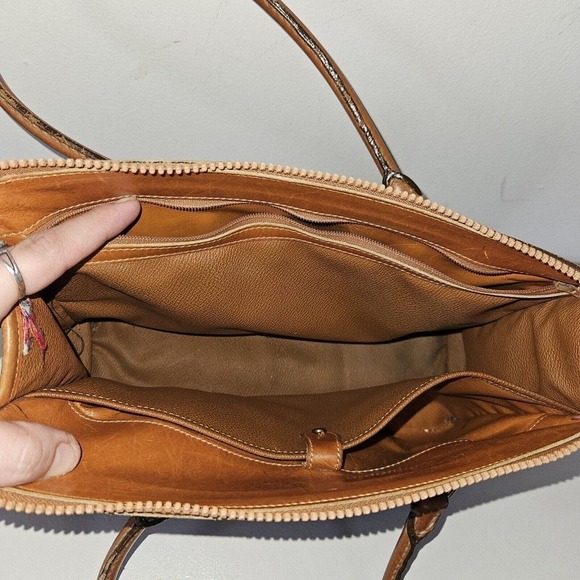 Vtg Dooney & Bourke All Weather Leather Classic Satchel Handbag Black Brown - Picture 7 of 16